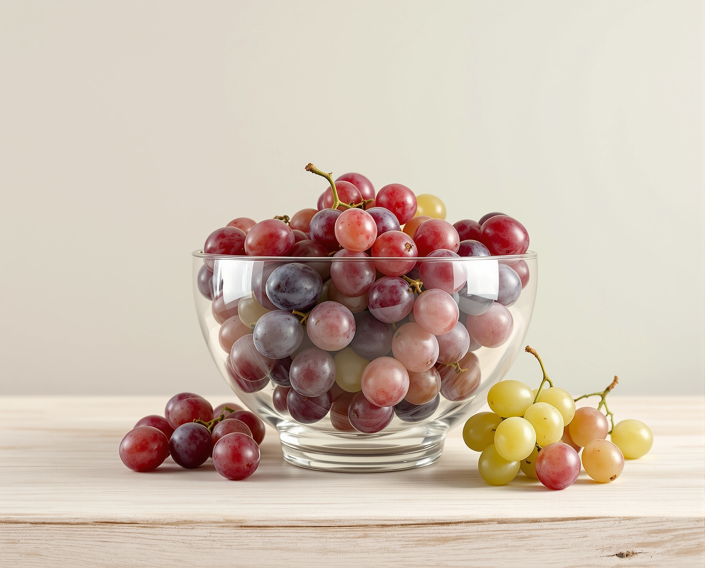 Thumbnail of grapes in a glass bowl on a wooden table - synthographic artwork by davidname.
