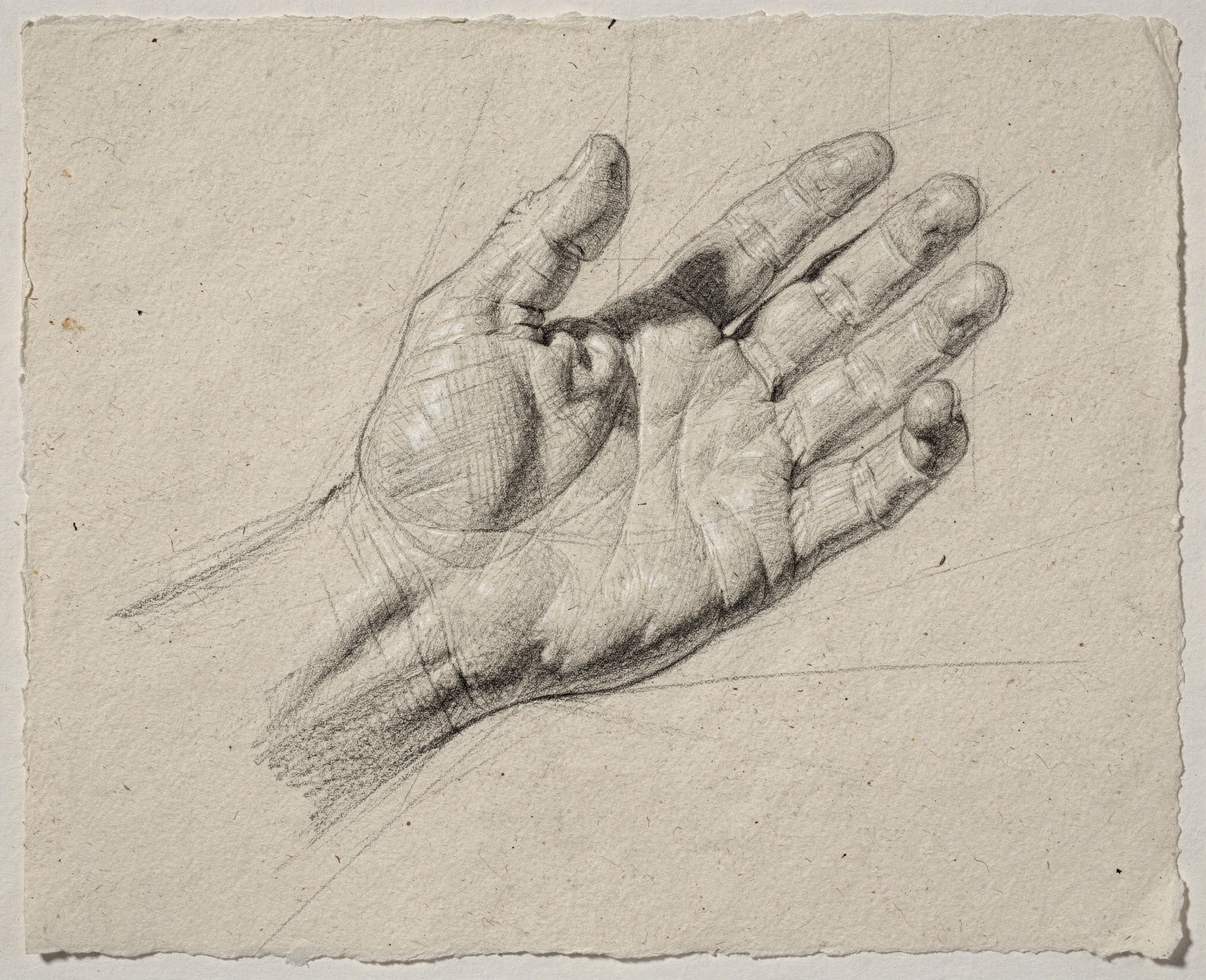 Simulated graphite pencil drawing of a human hand — synthographic artwork by davidname.